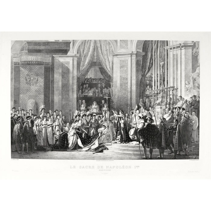 Coronation of Emperor Napoleon I and Empress Joséphine in the cathedral of Notre-Dame de Paris, 2 December 1804 - Une estampe d’après Jacques Louis David