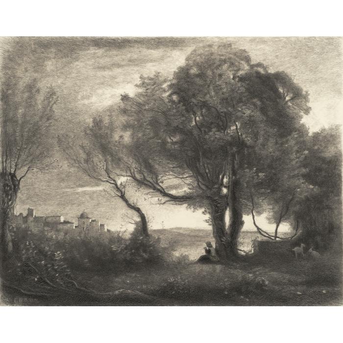 Souvenir of Italy: Castel Gangolfo - Une estampe d’après Jean-Baptiste-Camille Corot