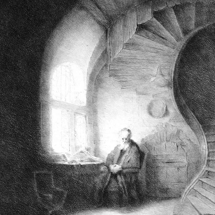 Le Philosophe en méditation - Une estampe d’après  Rembrandt