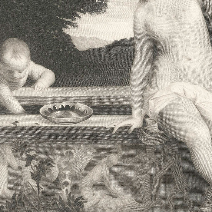 L’Amour sacré et l’Amour profane - Une estampe d’après  Titien