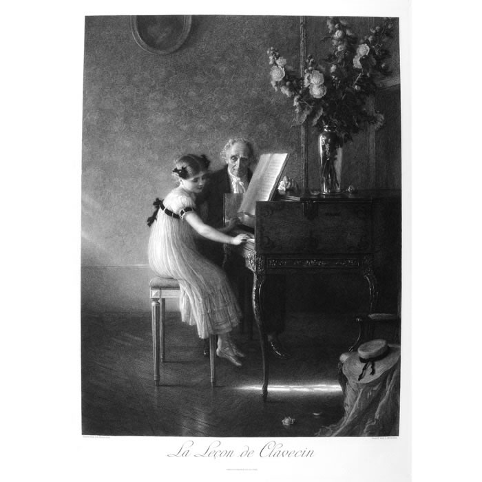 La leçon de clavecin - Une estampe d’après Jules-Alexis Muenier