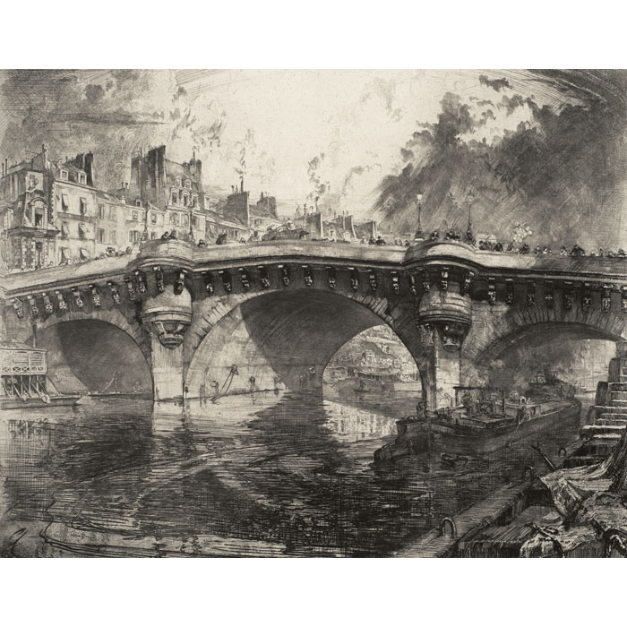 The Pont-Neuf viewed from the Canal de la Monnaie - Une estampe d’après Louis Orr