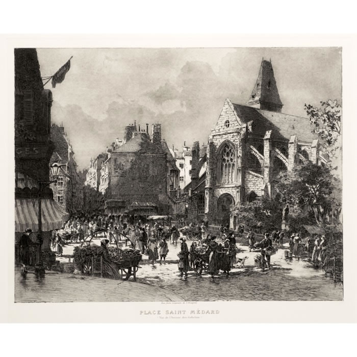 The Place Saint-Médard - Une estampe d’après Gustave Fraipont