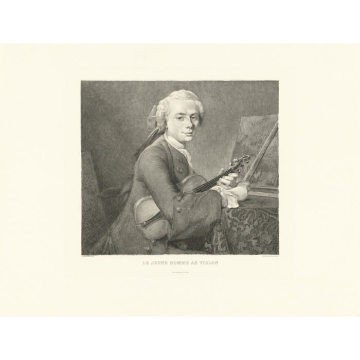 Le jeune homme au violon - Une estampe d’après Jean-Baptiste Siméon Chardin