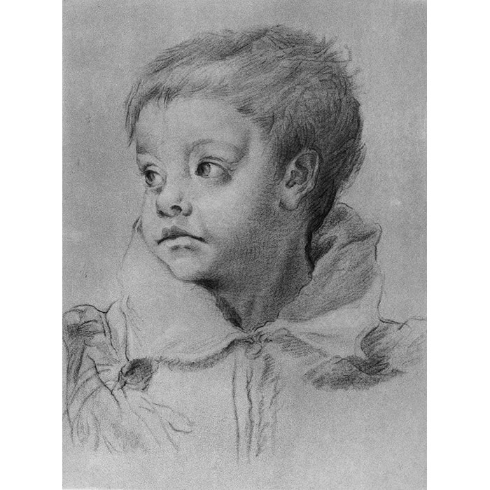 Tête de jeune garçon - Une estampe d’après Annibale Carracci