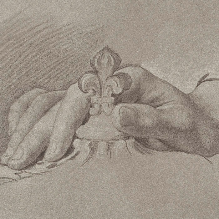 Hand study (left side of a study sheet) - Une estampe d’après Hyacinthe ‎Rigaud