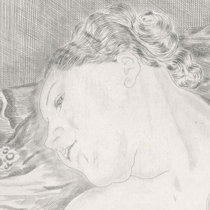 Woman with a Cat - Une estampe d’après Tsugouharu? Foujita