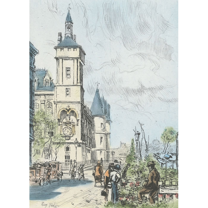 Quai de l’Horloge - Une estampe d’après Eugène Véder