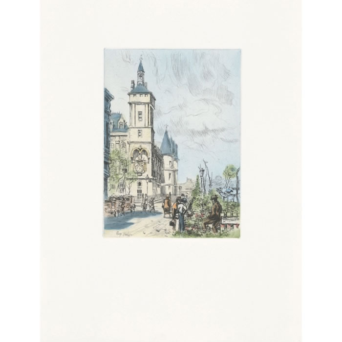 Quai de l’Horloge - Une estampe d’après Eugène Véder
