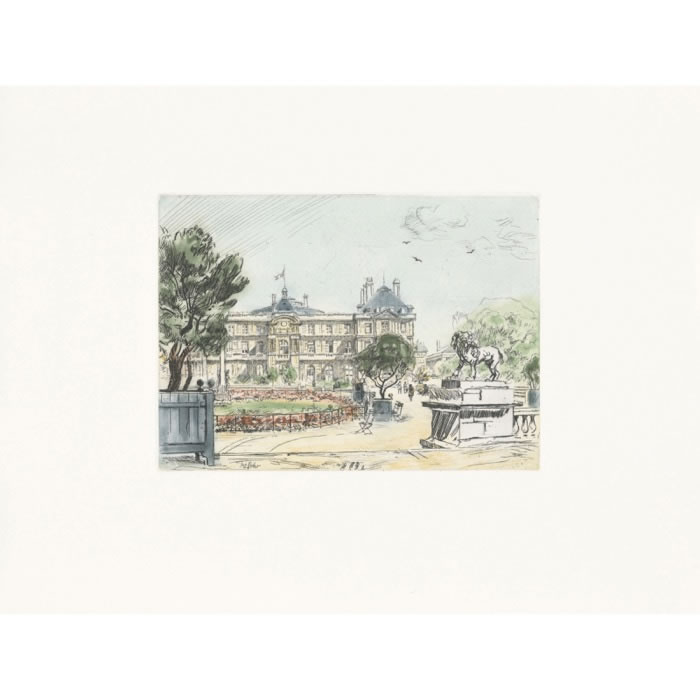 Le jardin du Luxembourg - Une estampe d’après Eugène Véder