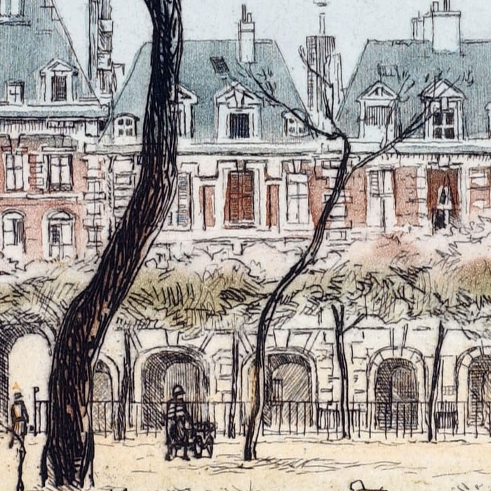 Place des Vosges - Une estampe d’après Eugène Véder