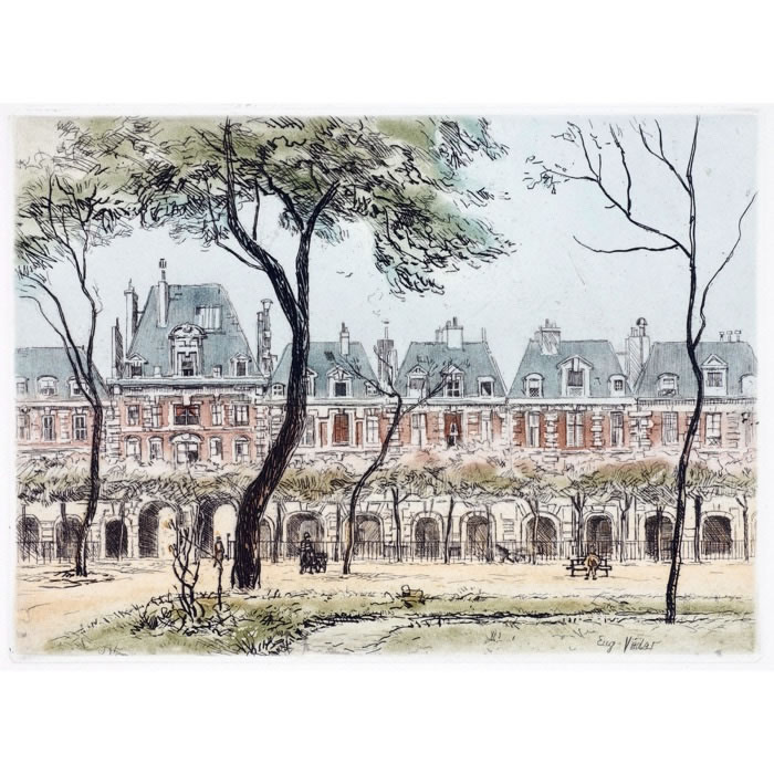 Place des Vosges - Une estampe d’après Eugène Véder