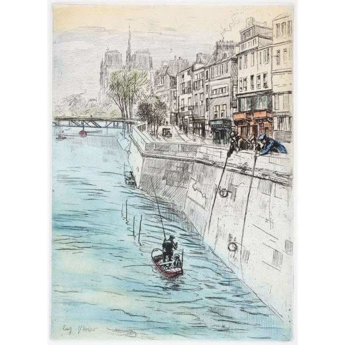 Quai de Béthune - Une estampe d’après Eugène Véder