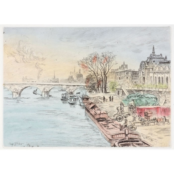 The Pont Royal - Une estampe d’après Eugène Véder