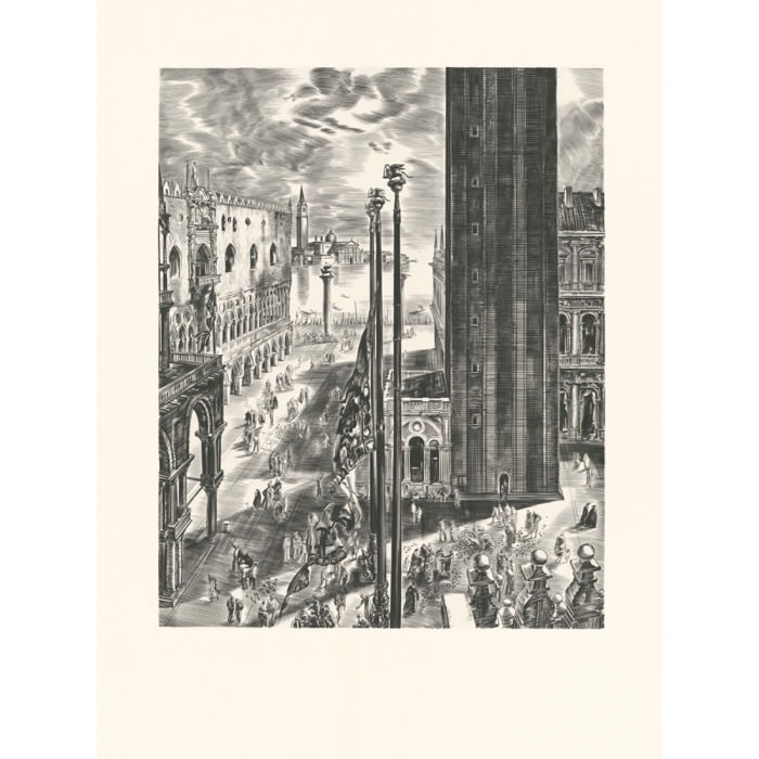 The Piazzetta of Venice - Une estampe d’après Albert Decaris