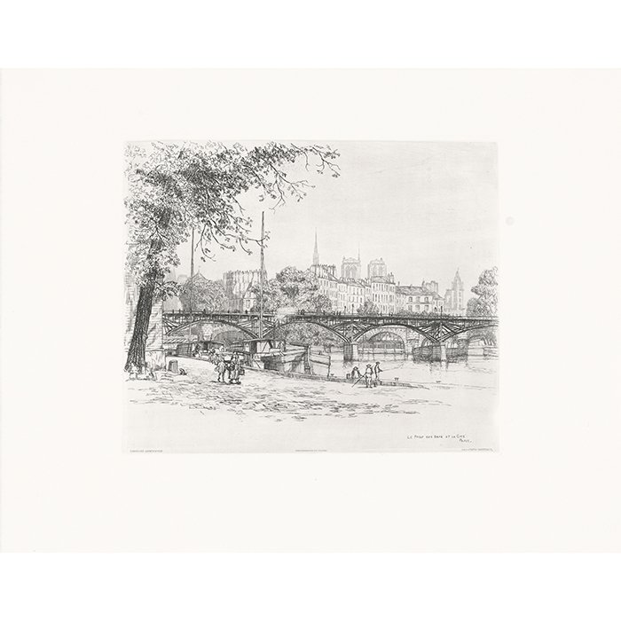 Le pont des Arts et la Cité à Paris - Une estampe d’après Caroline Armington