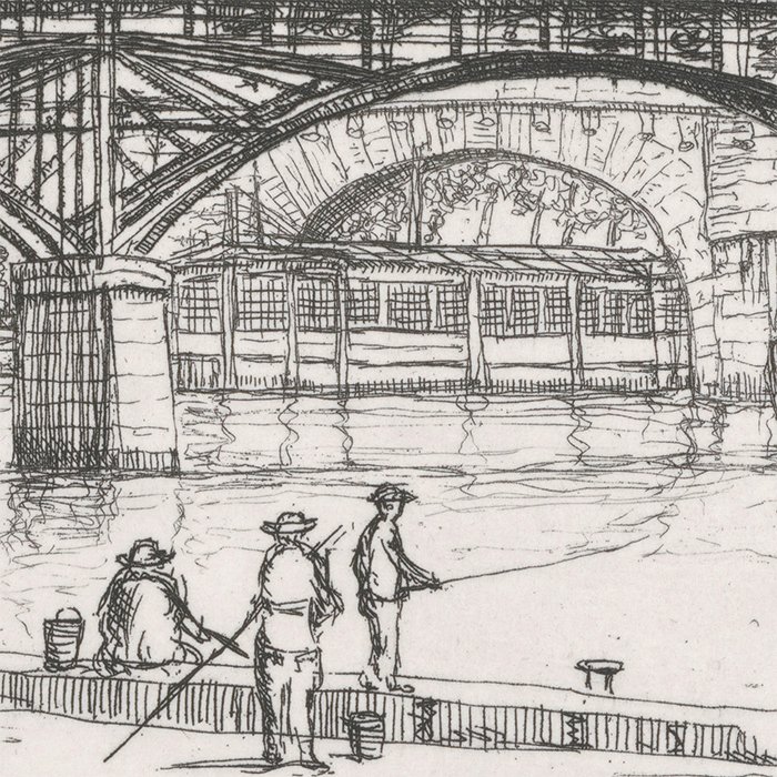 Le pont des Arts et la Cité à Paris - Une estampe d’après Caroline Armington