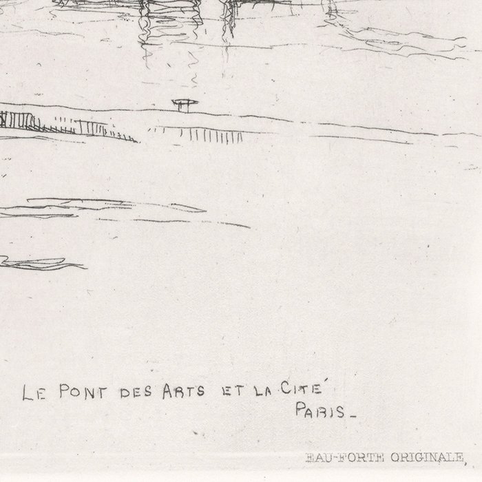 Le pont des Arts et la Cité à Paris - Une estampe d’après Caroline Armington