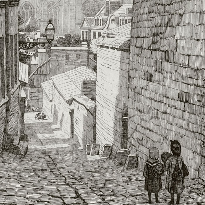 Rouen : rue des Minimes - Une estampe d’après Emile-Frédéric Nicolle