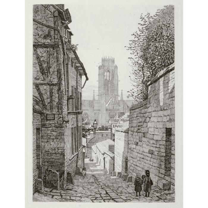 Rouen : rue des Minimes - Une estampe d’après Emile-Frédéric Nicolle