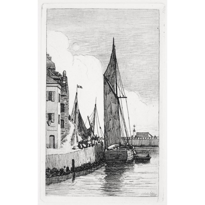 Ascent to the cliff in Saint-Valery-en-Caux - Une estampe d’après Emile-Frédéric Nicolle