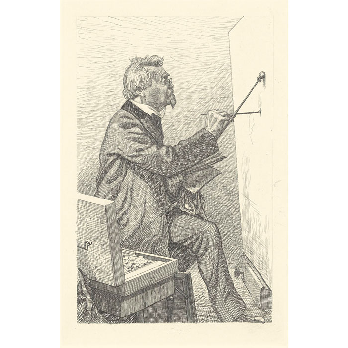 The painter Melotte in front of his easel - Une estampe d’après Emile-Frédéric Nicolle