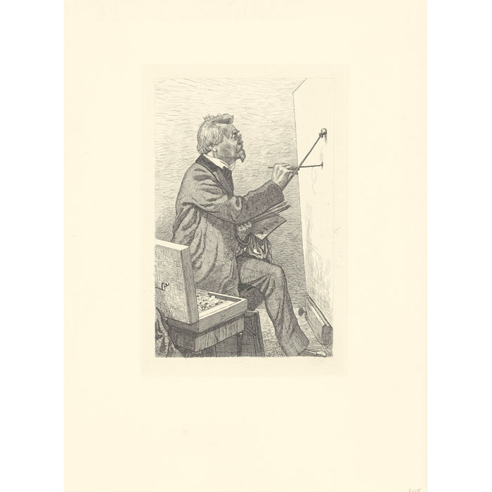 The painter Melotte in front of his easel - Une estampe d’après Emile-Frédéric Nicolle