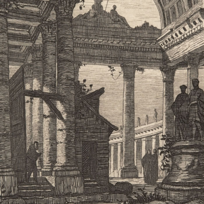 Ruines d’un temple - Une estampe d’après Emile-Frédéric Nicolle