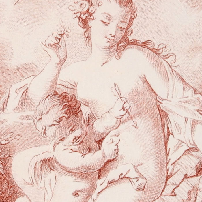 Panel, figure, Louis XV period - Une estampe d’après François Boucher