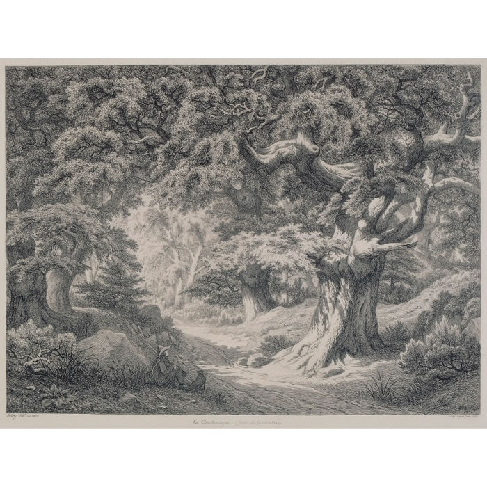 Fontainebleau Forest: Charlemagne and Roland - Une estampe d’après Eugène Bléry
