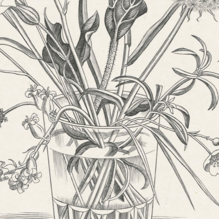 Fleurs des champs dans un verre. Printemps - Une estampe d’après Kiyoshi Hasegawa