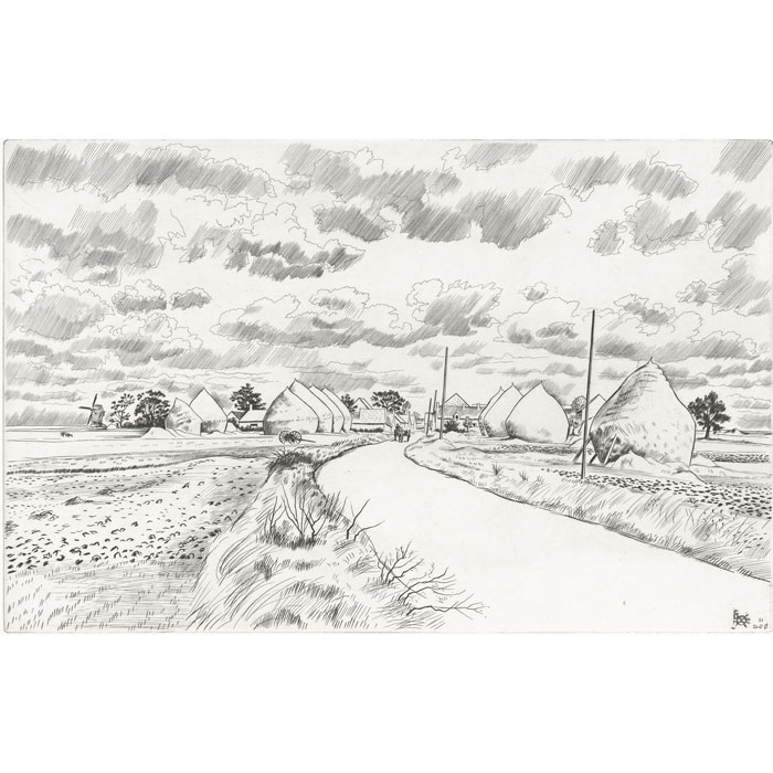 Le Village aux meules - Une estampe d’après Louis-Joseph Soulas