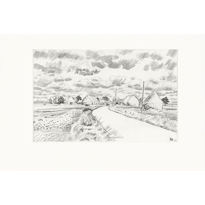 Le Village aux meules - Une estampe d’après Louis-Joseph Soulas