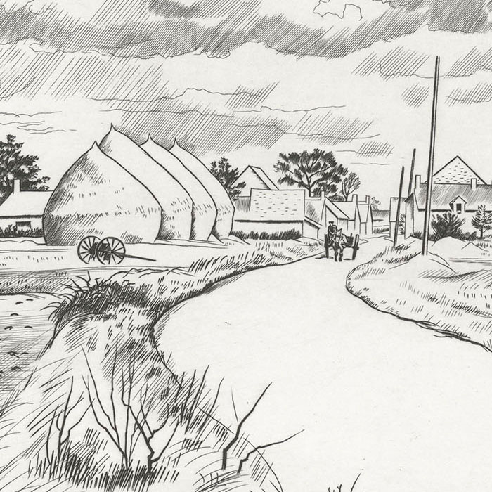 Le Village aux meules - Une estampe d’après Louis-Joseph Soulas