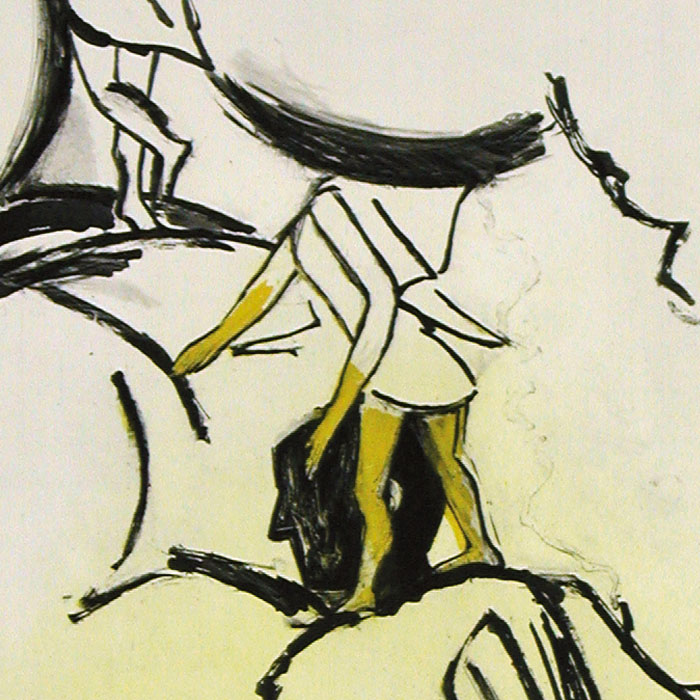 Paysage avec Orion aveugle cherchant le soleil levant (d’après Poussin) - Une estampe d’après Pierre Buraglio