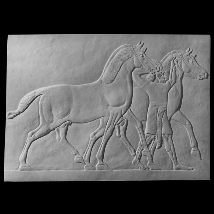Bas-relief of a horseman leading two horses - Eastern antiquities - Reproduction d’une sculpture du Musée du Louvre, Paris
