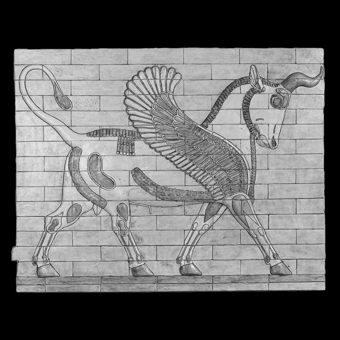 Bas-relief of a winged bull - Eastern antiquities - Reproduction d’une sculpture du Musée du Louvre, Paris