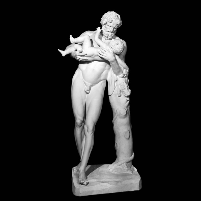 Silène portant Dionysos enfant - Antiquités gréco-romaines - Reproduction d’une sculpture du Musée du Louvre, Paris