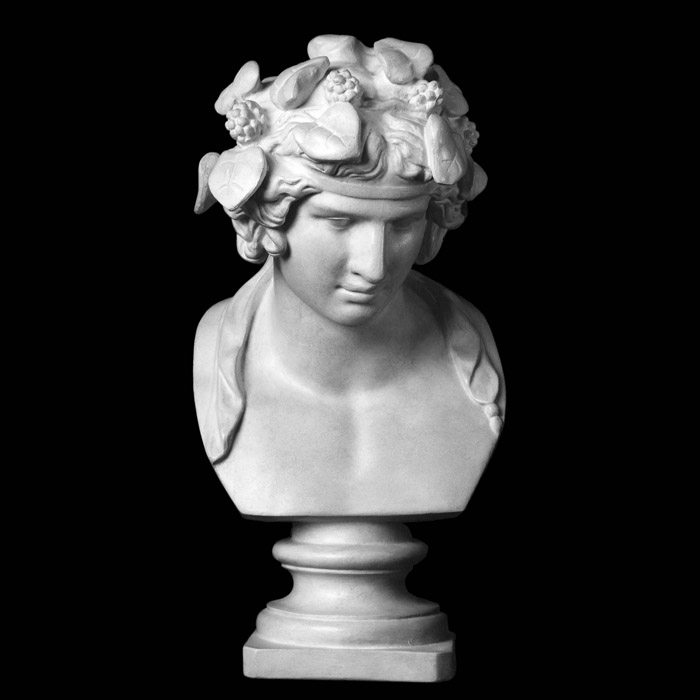 Buste d’Antinoüs en Dionysos, réduction de 34 cm - Antiquités gréco-romaines - Reproduction d’une sculpture du Fitzwilliam Museum, Cambridge