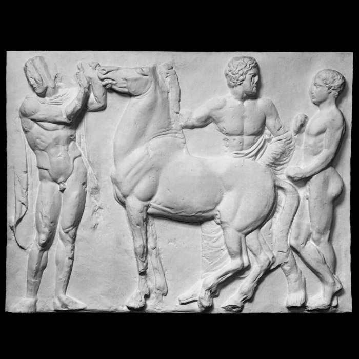 Bas-relief du Parthénon: cavalier, cheval III - Antiquités gréco-romaines - Reproduction d’une sculpture du Musée de l’Acropole, Athènes