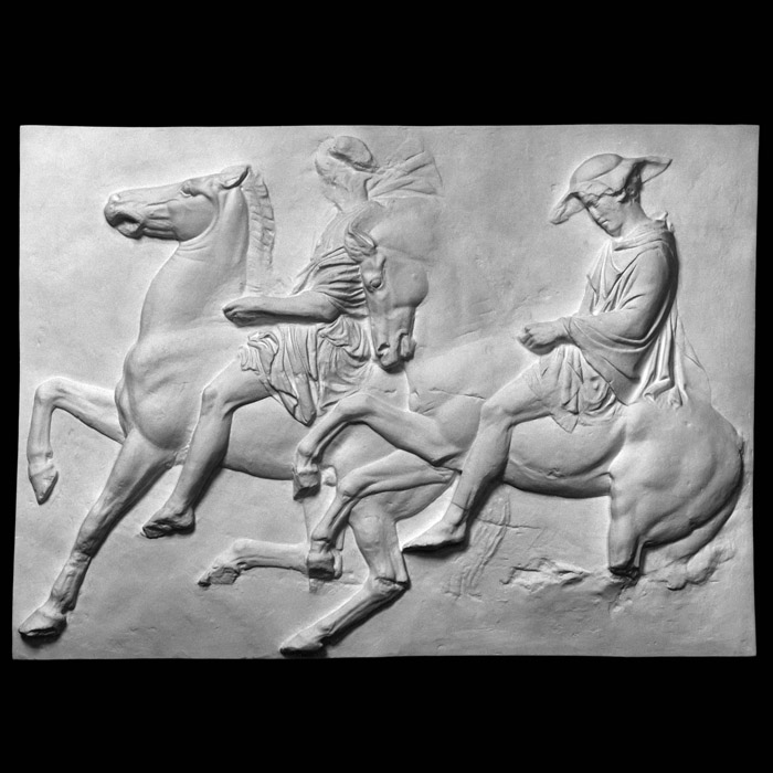 Bas-relief du Parthénon: deux cavaliers IX - Antiquités gréco-romaines - Reproduction d’une sculpture du Musée de l’Acropole, Athènes