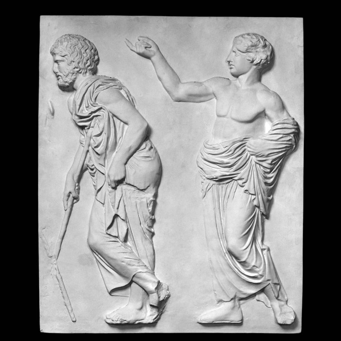 Bas-relief from the Parthenon: Old and young man VI - Greco-Roman antiquities - Reproduction d’une sculpture du British Museum, Londres