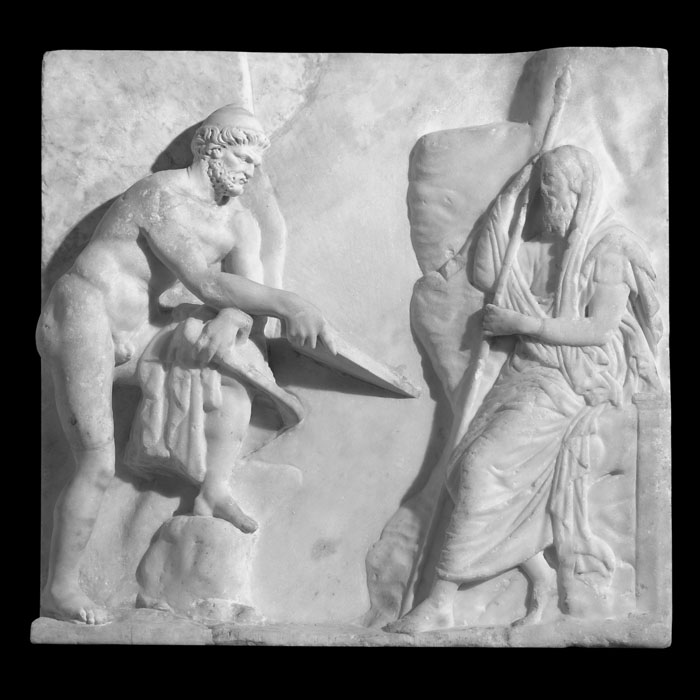 Ulysse consultant le devin Tirésias - Antiquités gréco-romaines - Reproduction d’une sculpture du Musée du Louvre, Paris