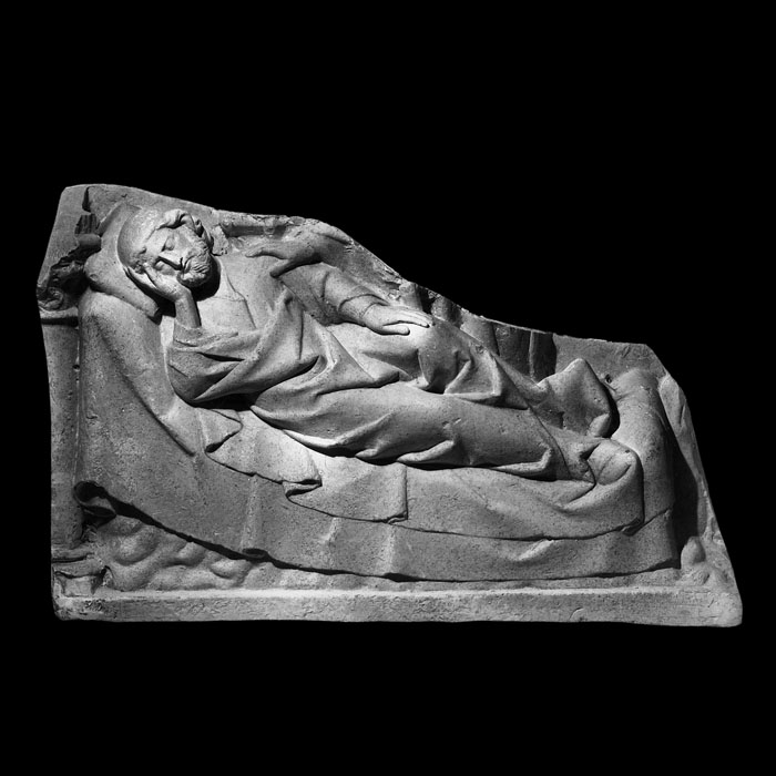 Bas-relief of the hermit John from the tomb of Dabogert I - Middle Ages - Reproduction d’une sculpture de la Basilique cathédrale de Saint-Denis, Saint-Denis