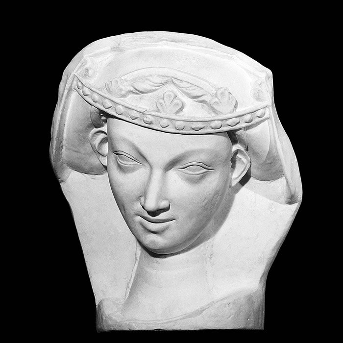 Tête d’une Vierge folle de Strasbourg - Moyen Âge - Reproduction d’une sculpture de la Cathédrale Notre-Dame, Strasbourg