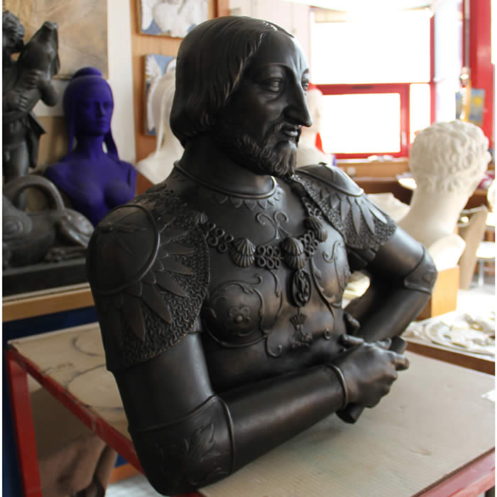 Bust of Francis I in armour - Renaissance - Reproduction d’une sculpture du Musée du Louvre, Paris