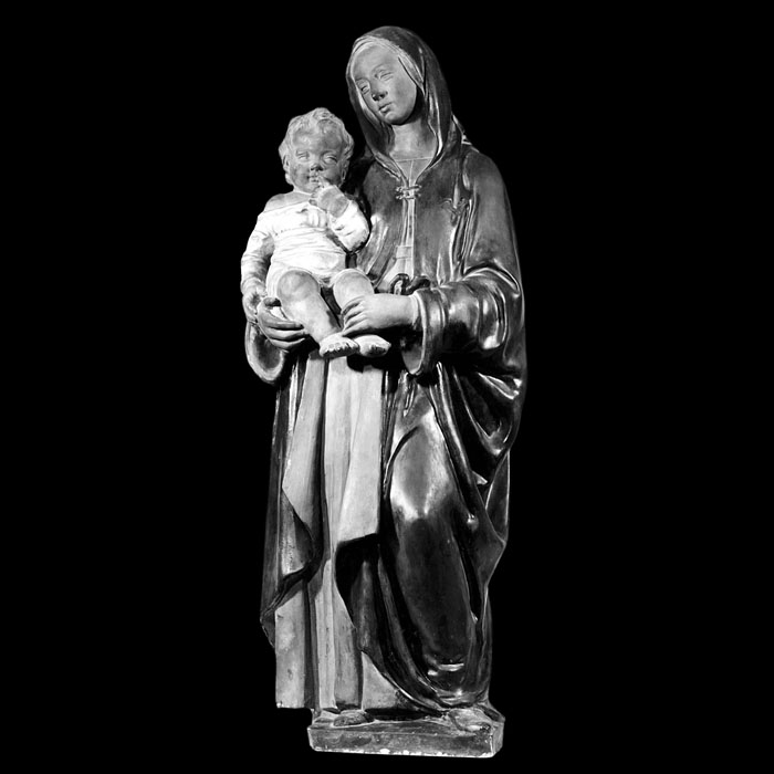 Vierge debout portant l’Enfant sur bras droit - Renaissance - Reproduction d’une sculpture du Musée du Louvre, Paris