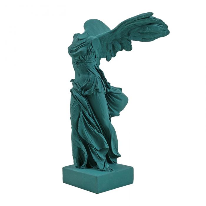Winged Victory petrol green - Greco-Roman antiquities - Reproduction d’une sculpture du Musée du Louvre, Paris