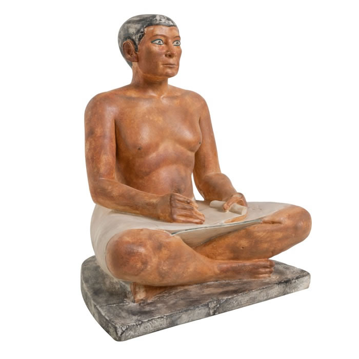 Scribe de Saqqara dit accroupi, réduction de 23,5 cm - Antiquités égyptiennes - Reproduction d’une sculpture du Musée du Louvre, Paris