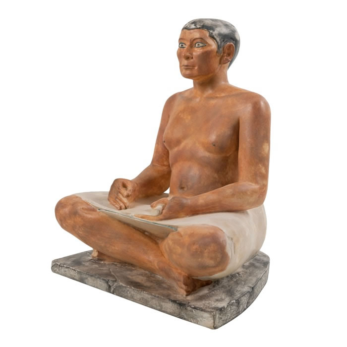 Scribe de Saqqara dit accroupi, réduction de 23,5 cm - Antiquités égyptiennes - Reproduction d’une sculpture du Musée du Louvre, Paris